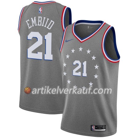 NBA Philadelphia 76ers Trikot Joel Embiid 21 2018-19 Nike City Edition Grau Swingman - Herren